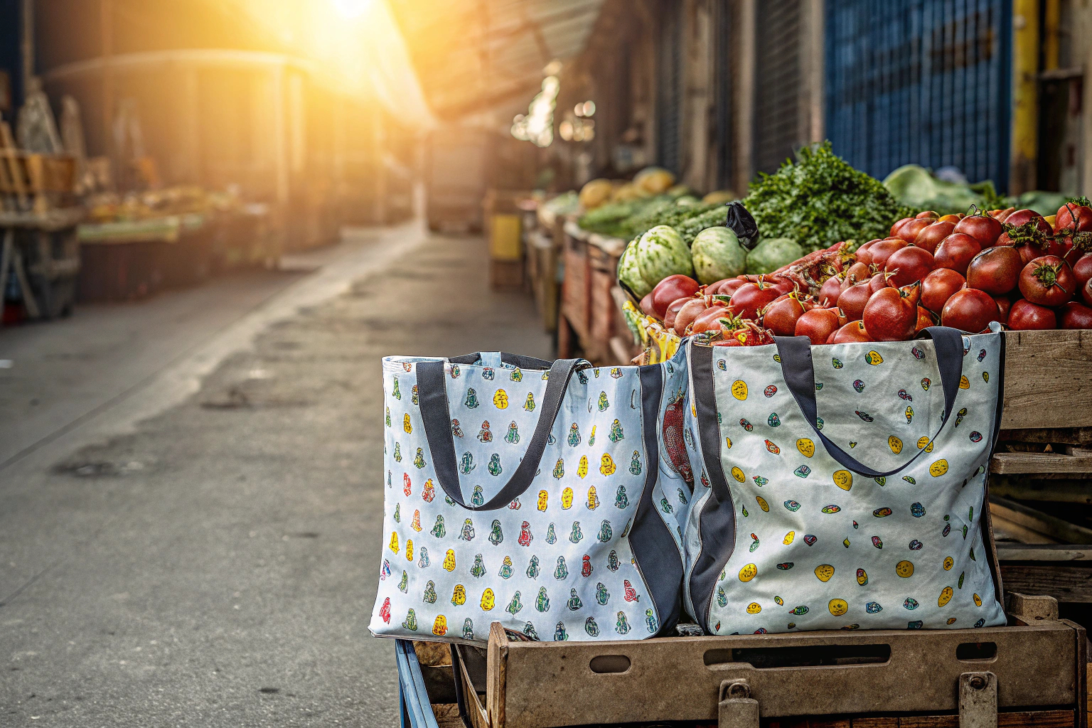 Nachhaltiger Einkauf mit Stofftaschen