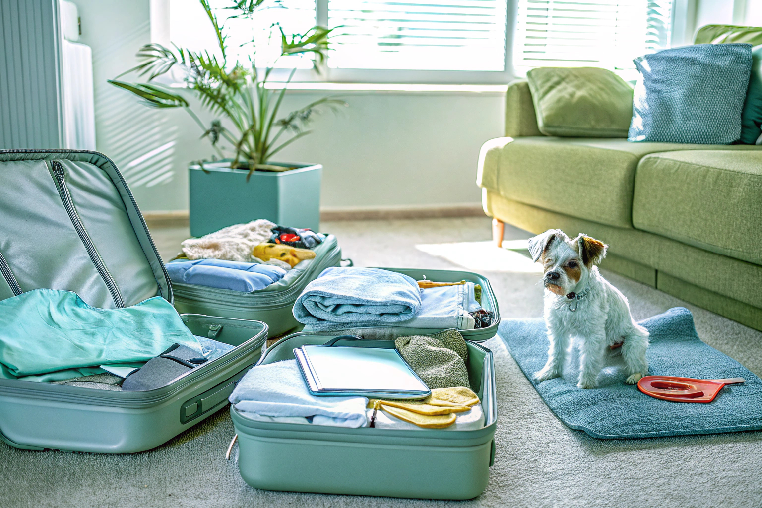 Familie packt für den Urlaub