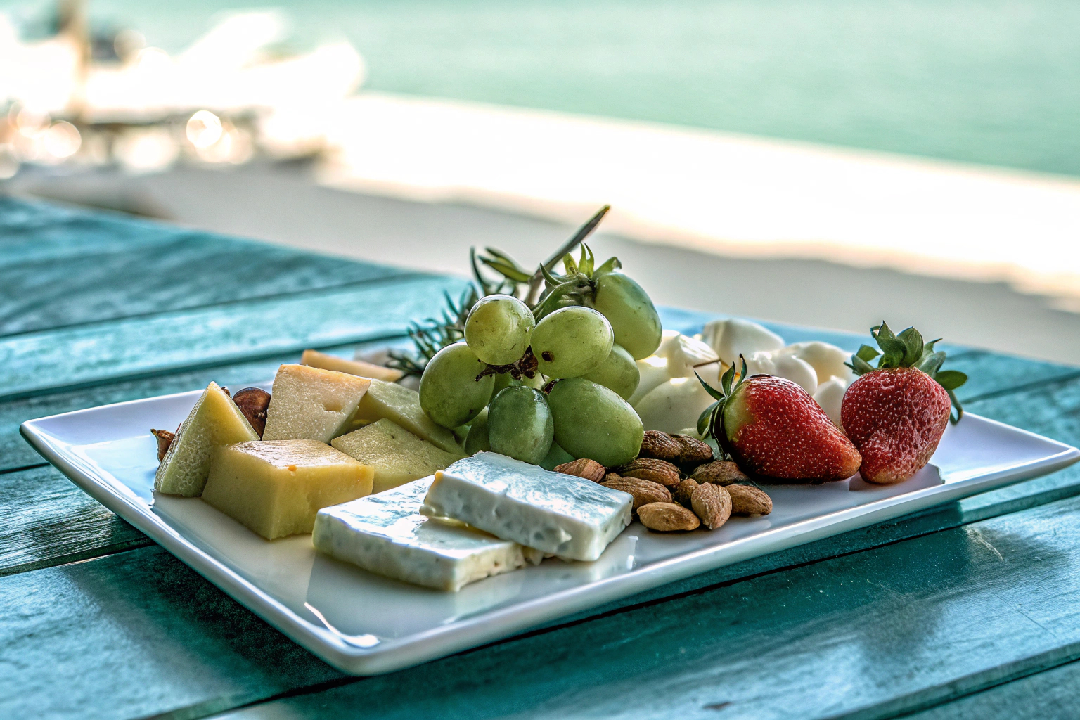 Kalte Platte mit Käse und Obst
