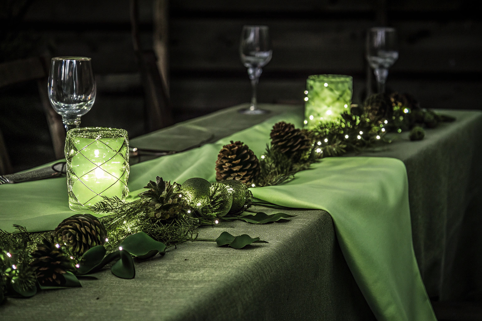 Tischdeko mit LED-Lichterketten