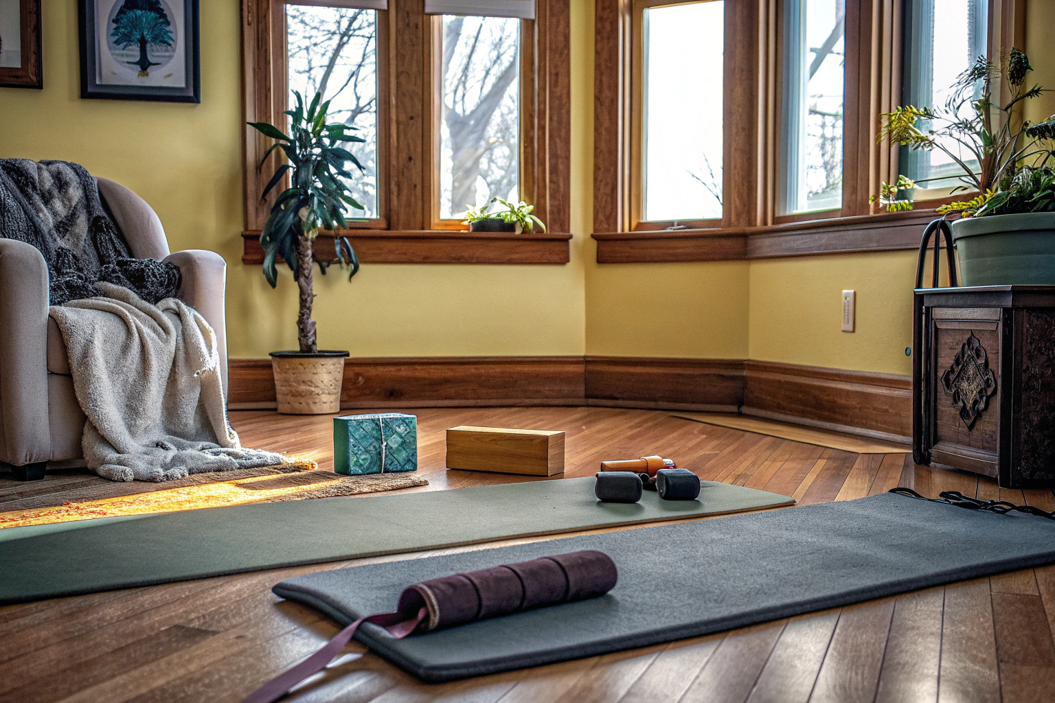 Yoga zuhause mit Zubehör