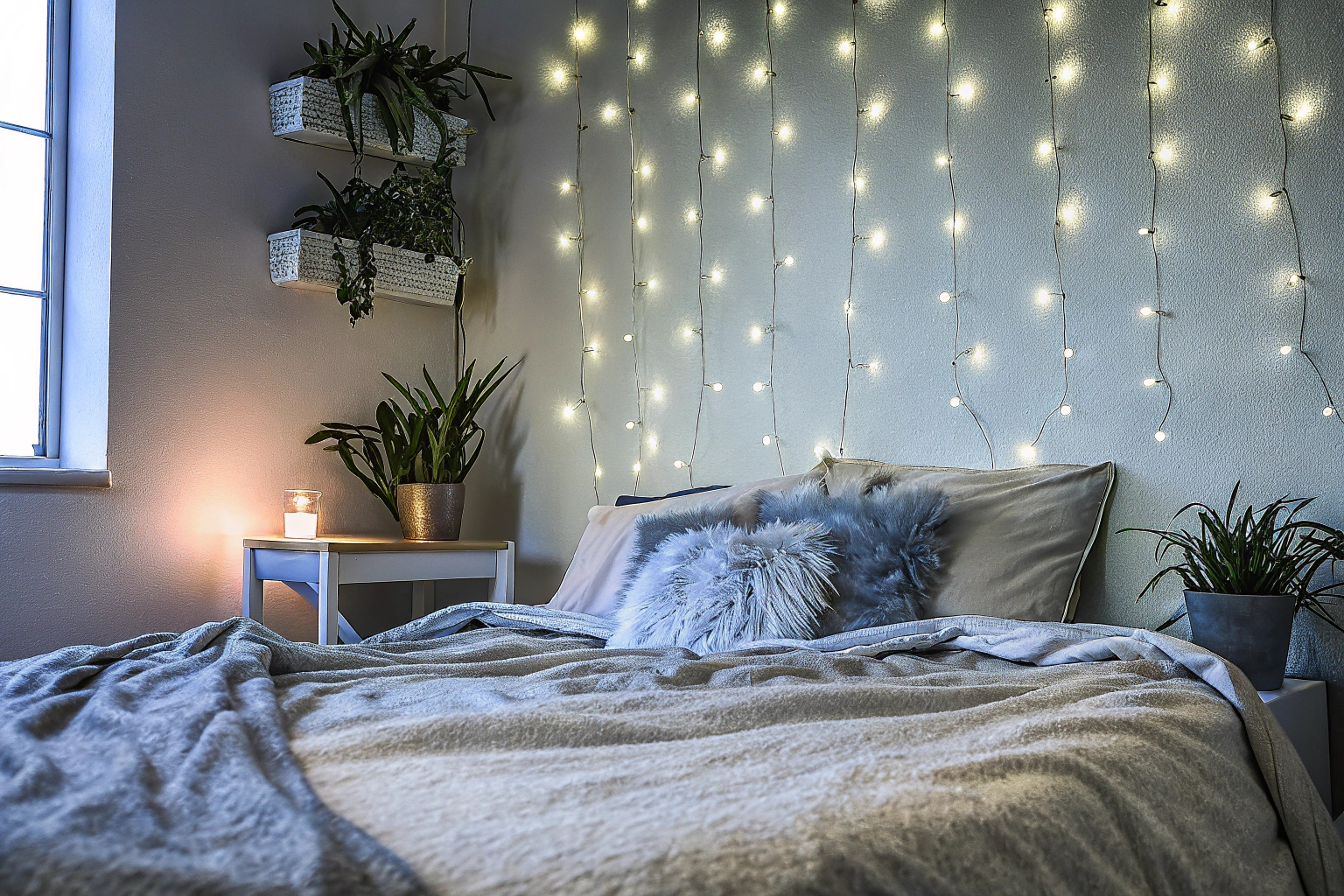 LED Lichterkette im Schlafzimmer