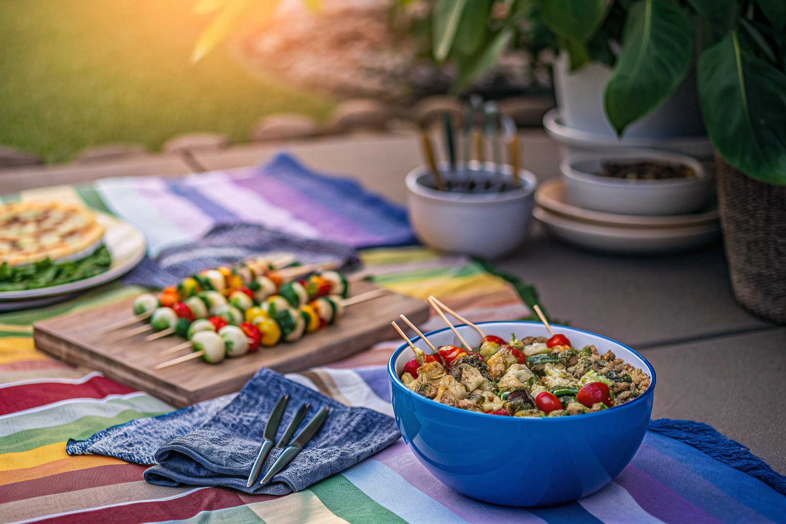 Familie genießt vegane Mahlzeit