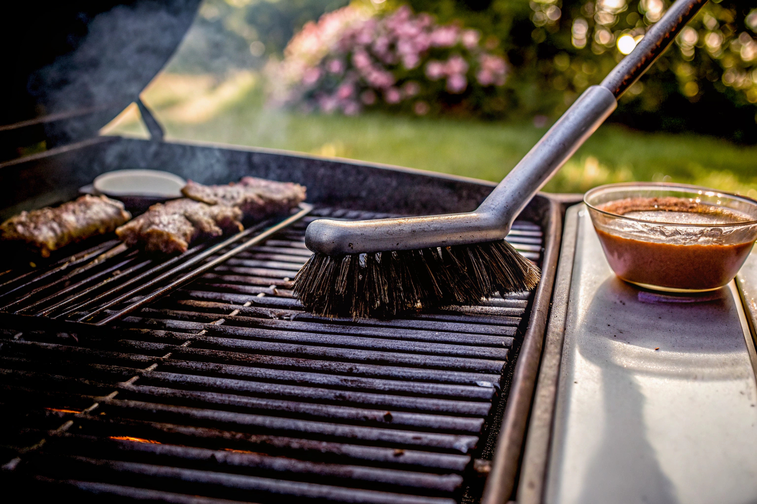Grillreinigung mit Bürste