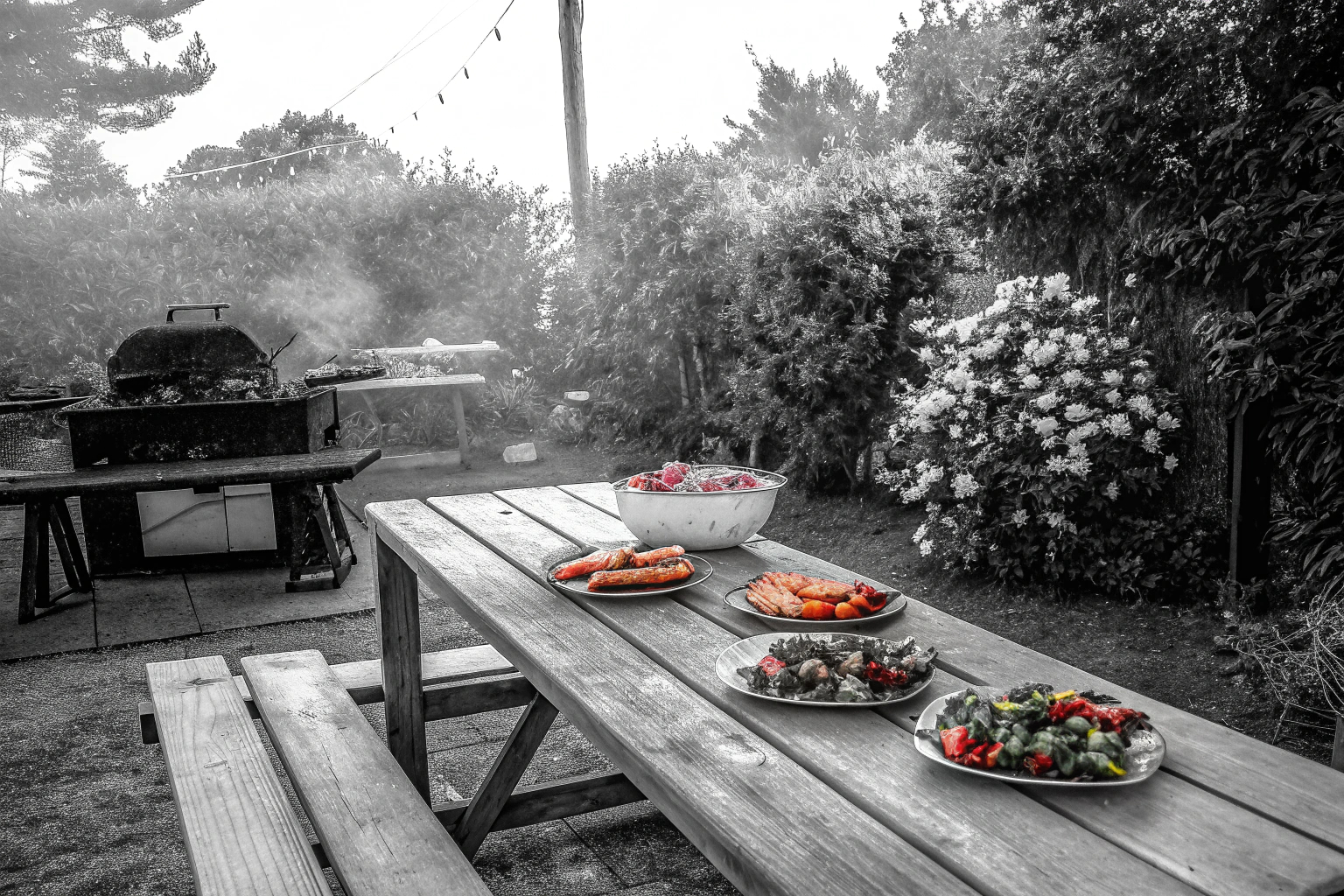 Freunde bei einer Grillparty im Garten