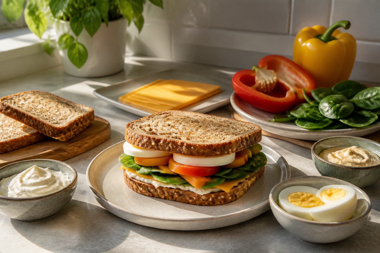 Zutaten für ein herzhaftes Frühstück mit Sandwichmaker