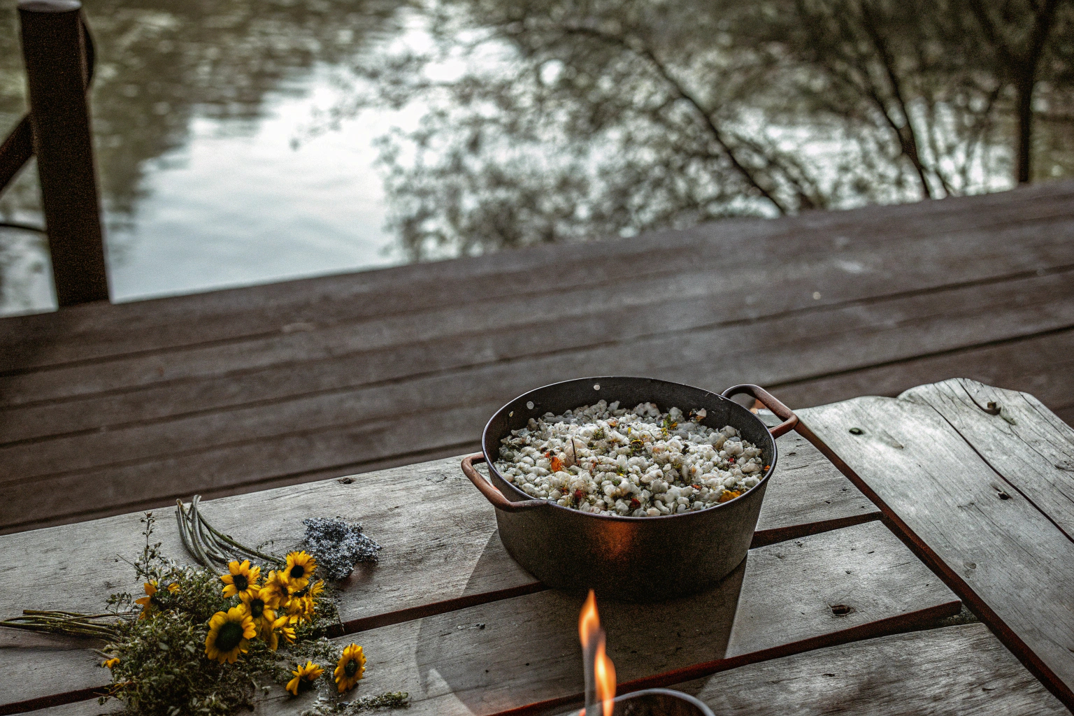 Naturreis im Freien kochen