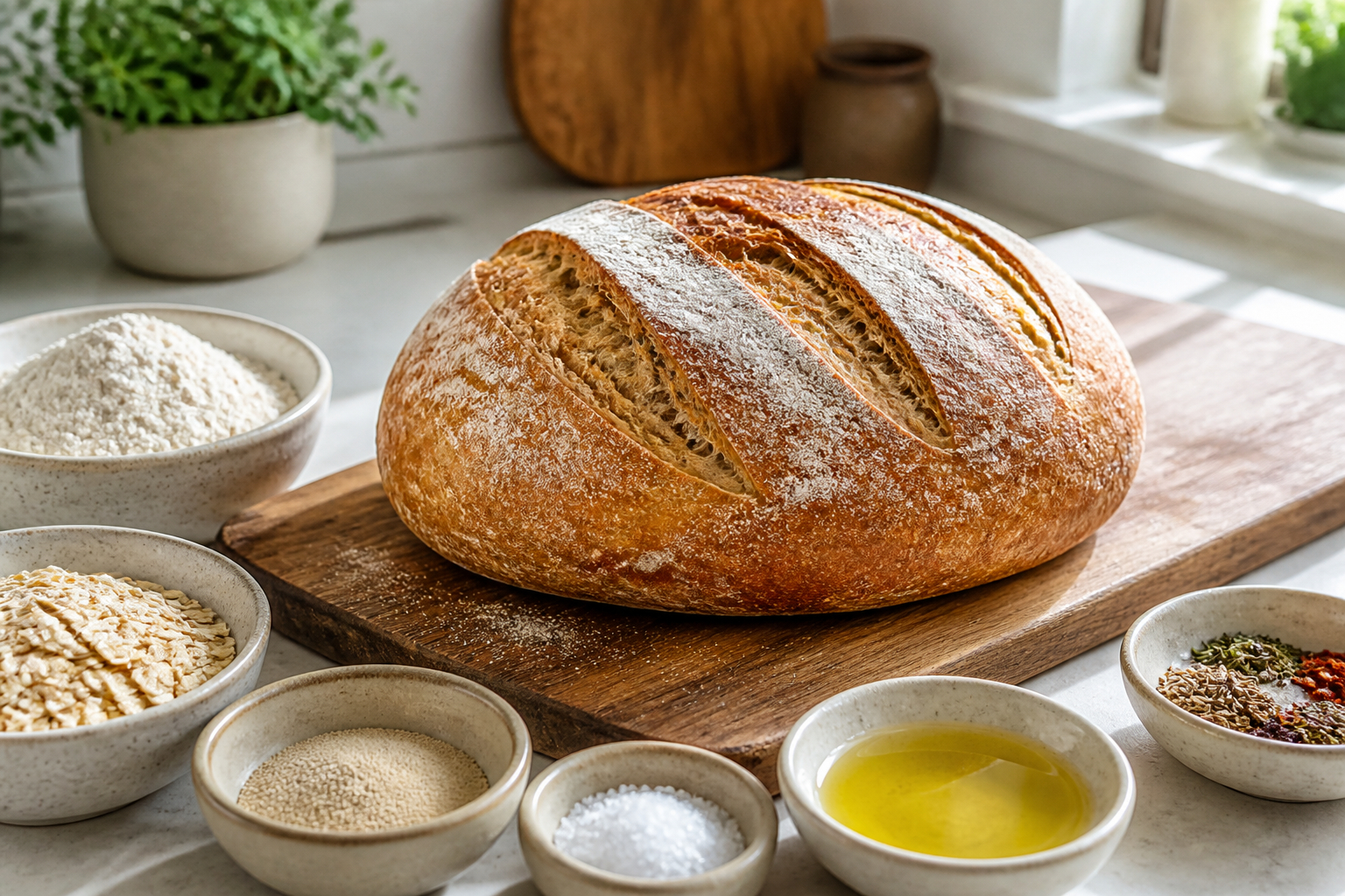 Einfaches Vorratsbrot aus Mehl und haltbaren Zutaten