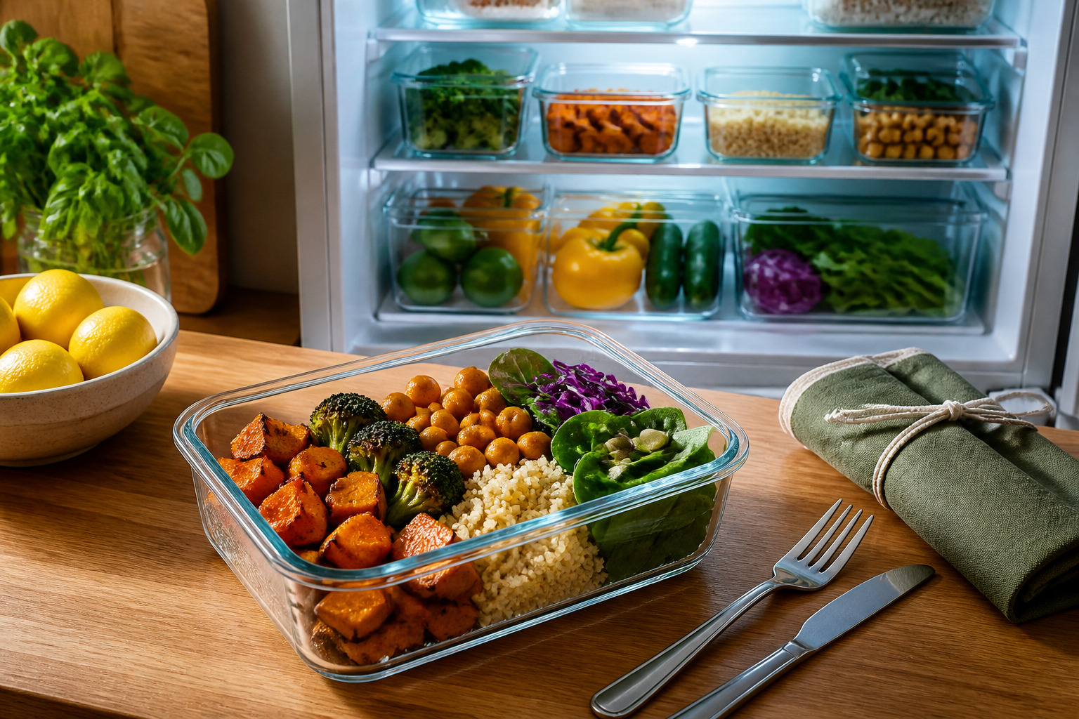 Glasbehälter für Meal Prep beschriften und im Kühlschrank organisieren