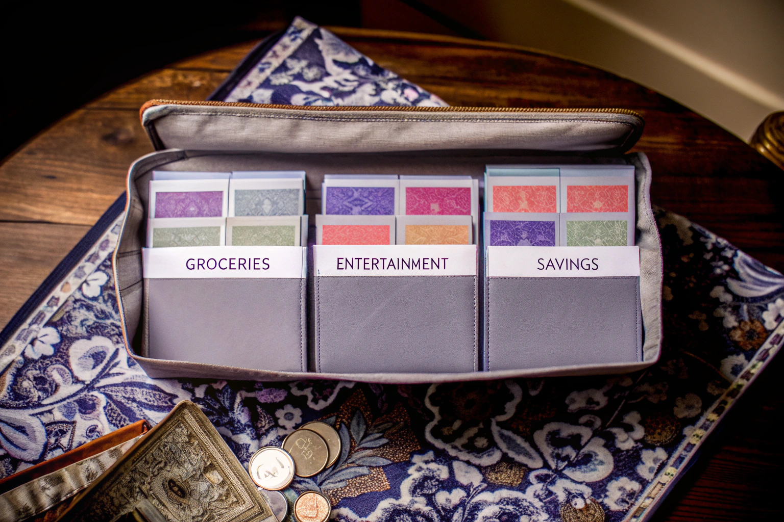Budget Planner Tasche in Benutzung