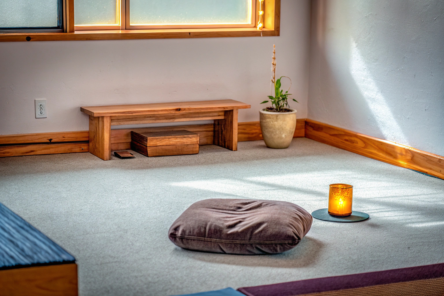 Meditation in einem minimalistischen Raum