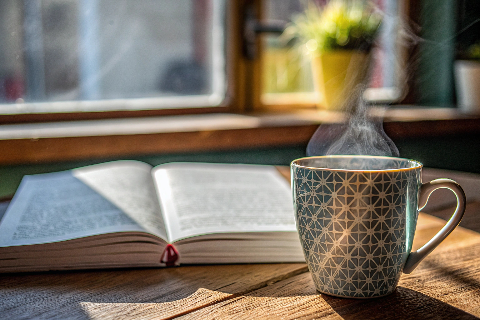 Tee und Buch für Entspannung