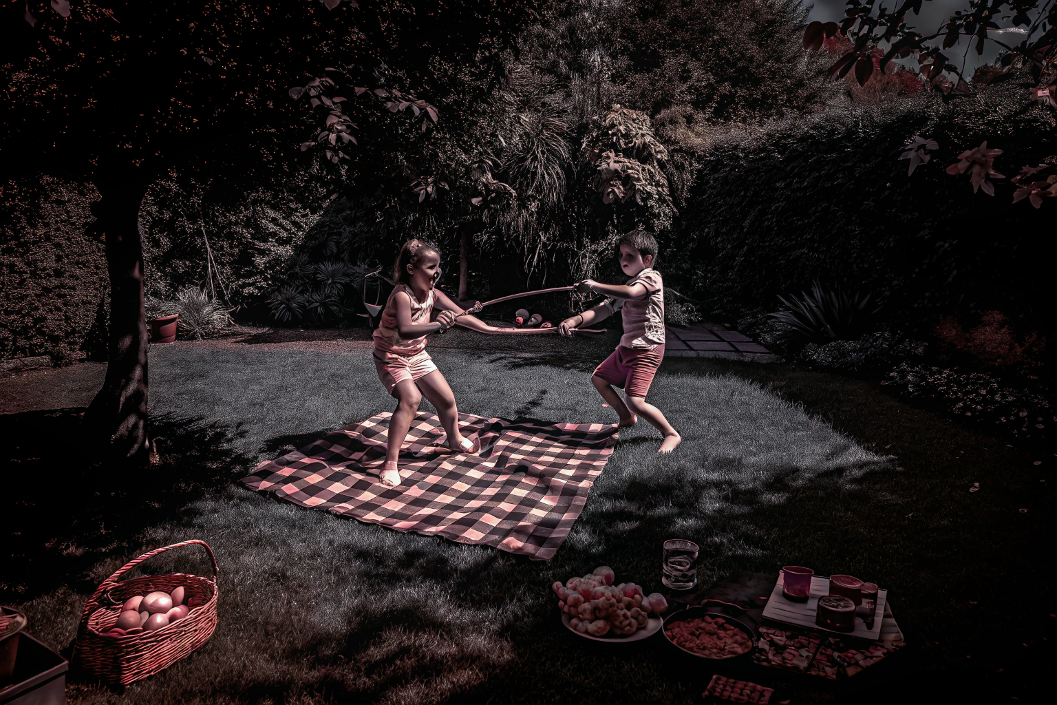 Familien beim Outdoor-Spielen