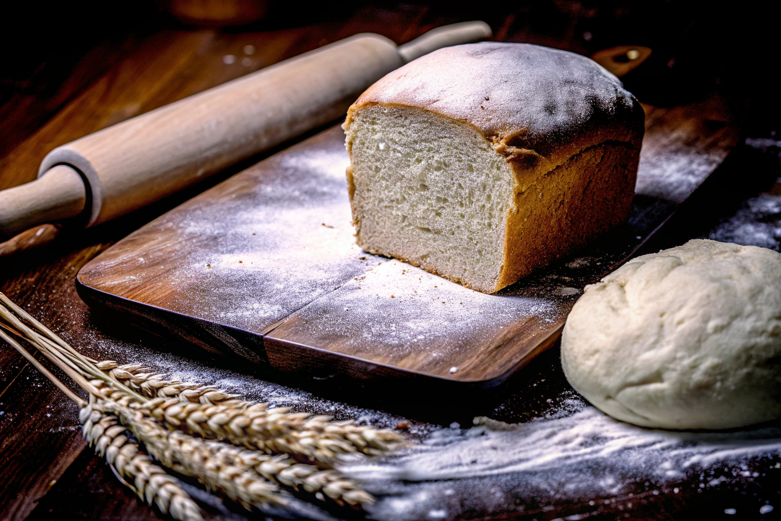 Frisch gebackenes Brot mit Zubehör