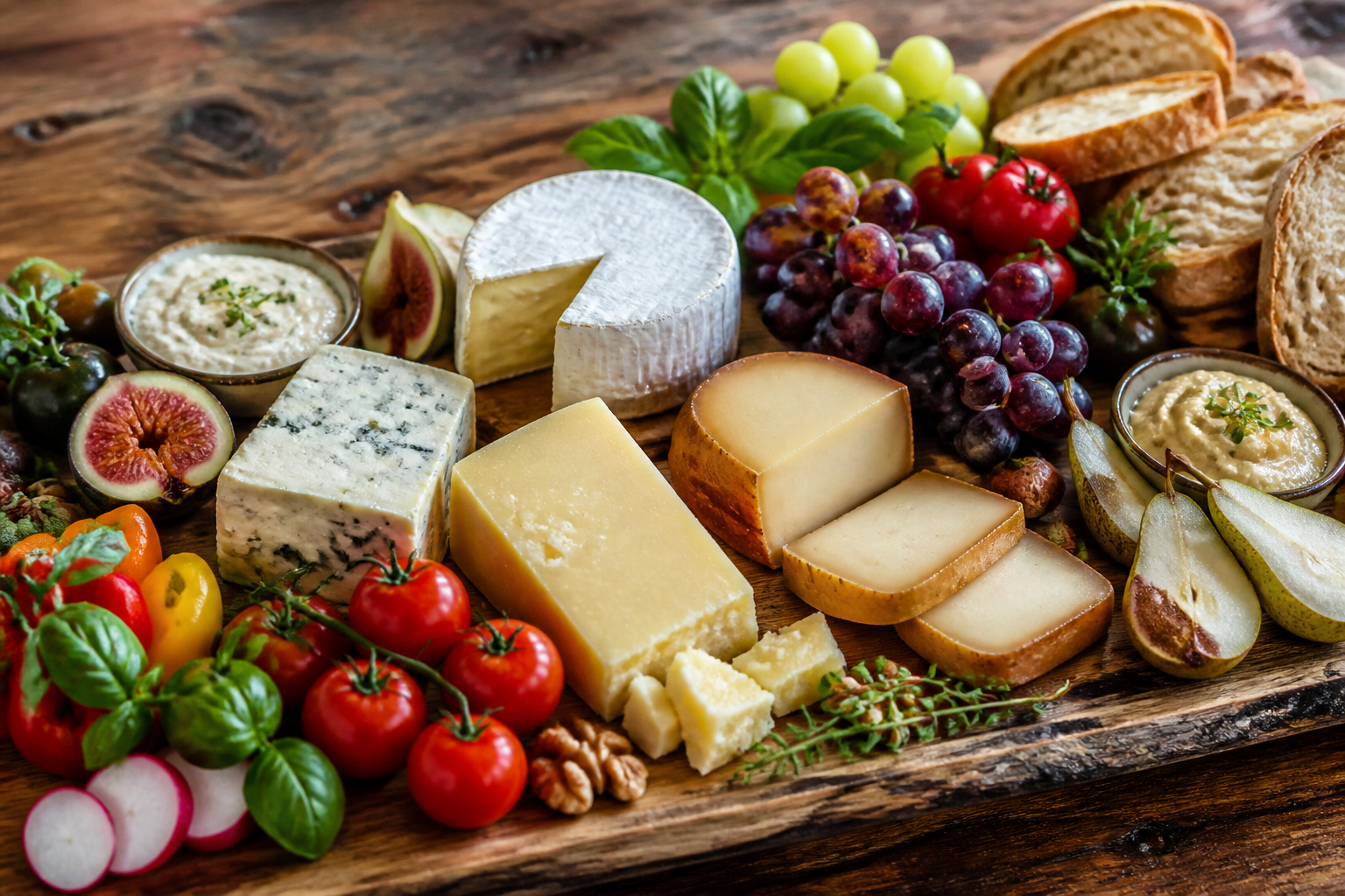 Große vegetarische Käseplatte für Gäste und Feierlichkeiten