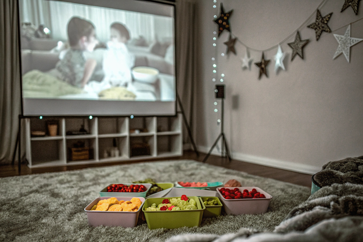 Kinder Filmnacht mit Snack-Tabletts