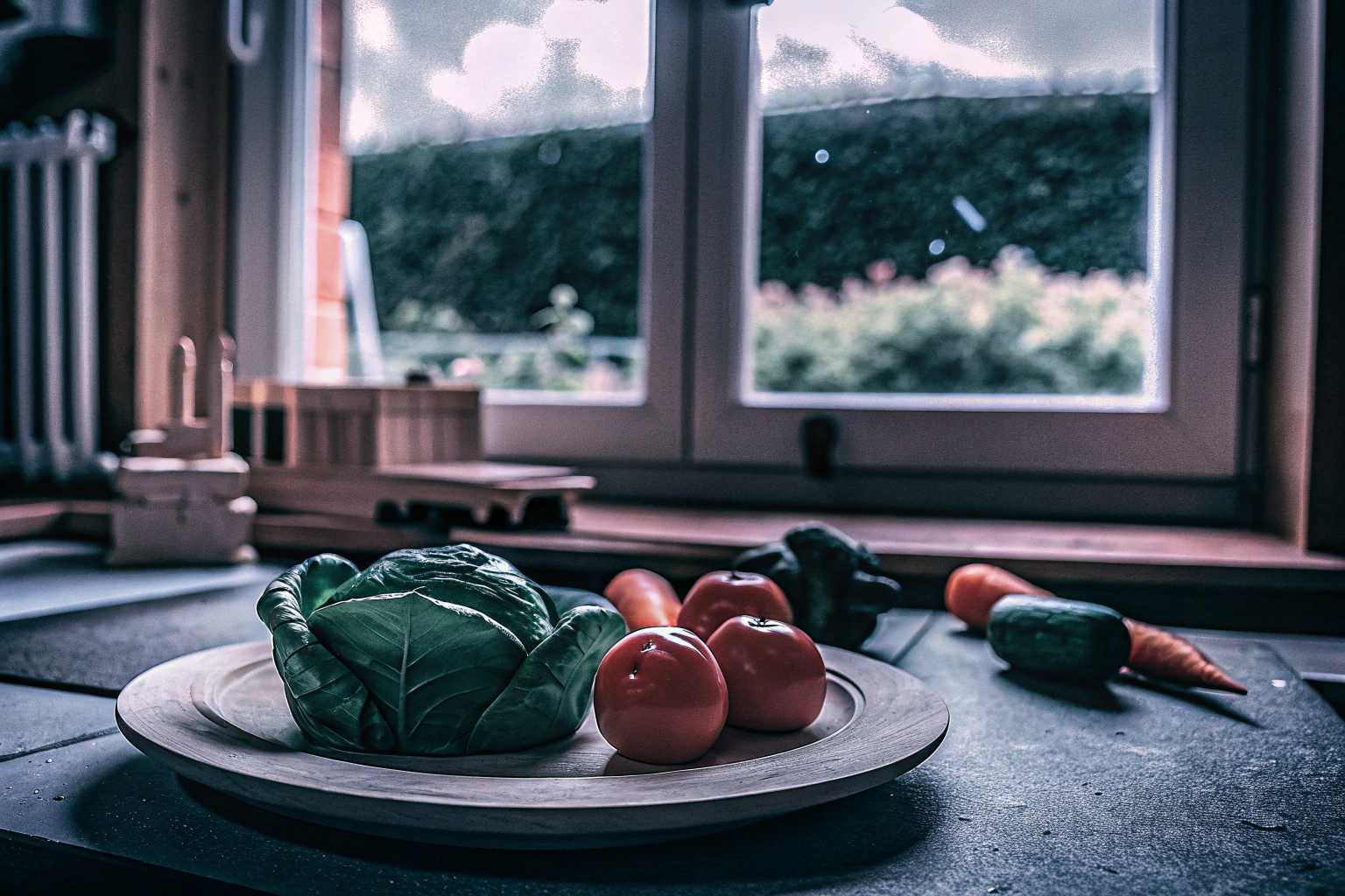 Kinder spielen mit dem Hape Salat-Set