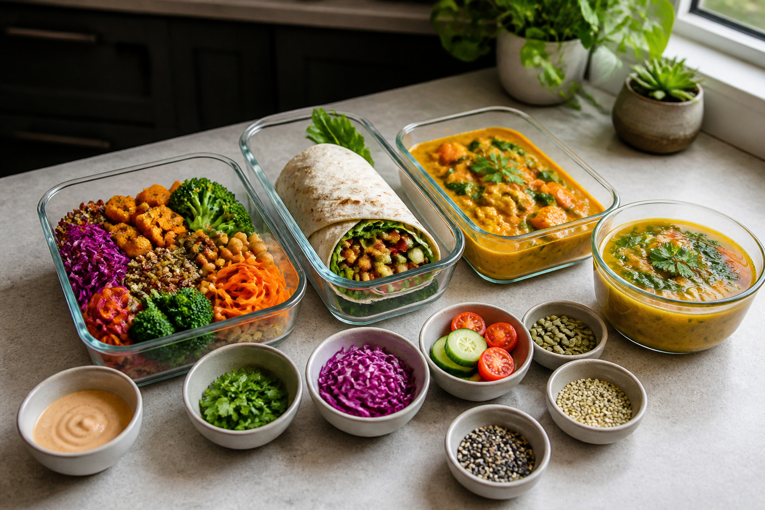 Abwechslungsreiche Meal-Prep-Gerichte aus einer Basis