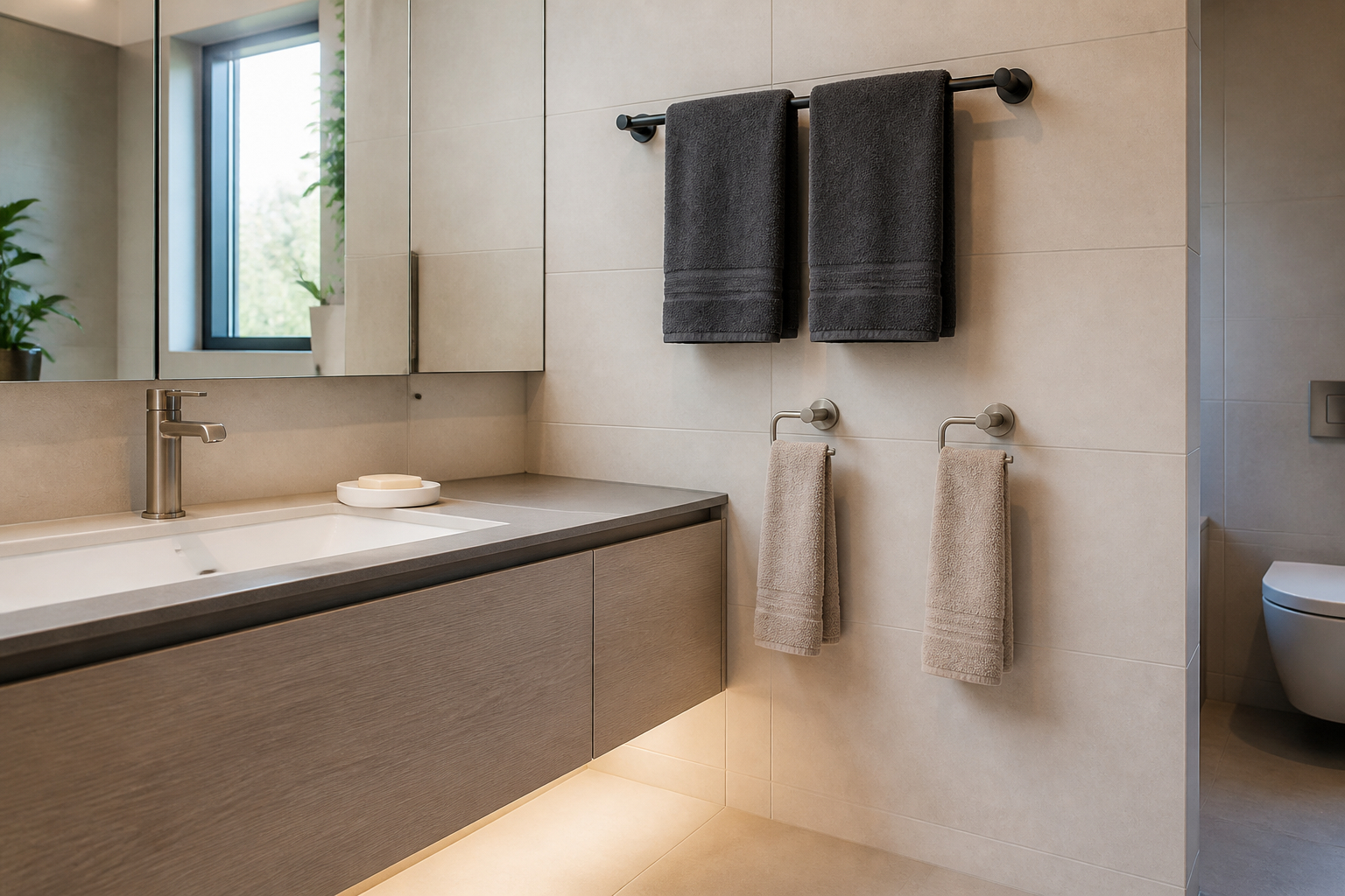 Badezimmer Mietwohnung Handtuchhaken selbstklebend ohne Bohren