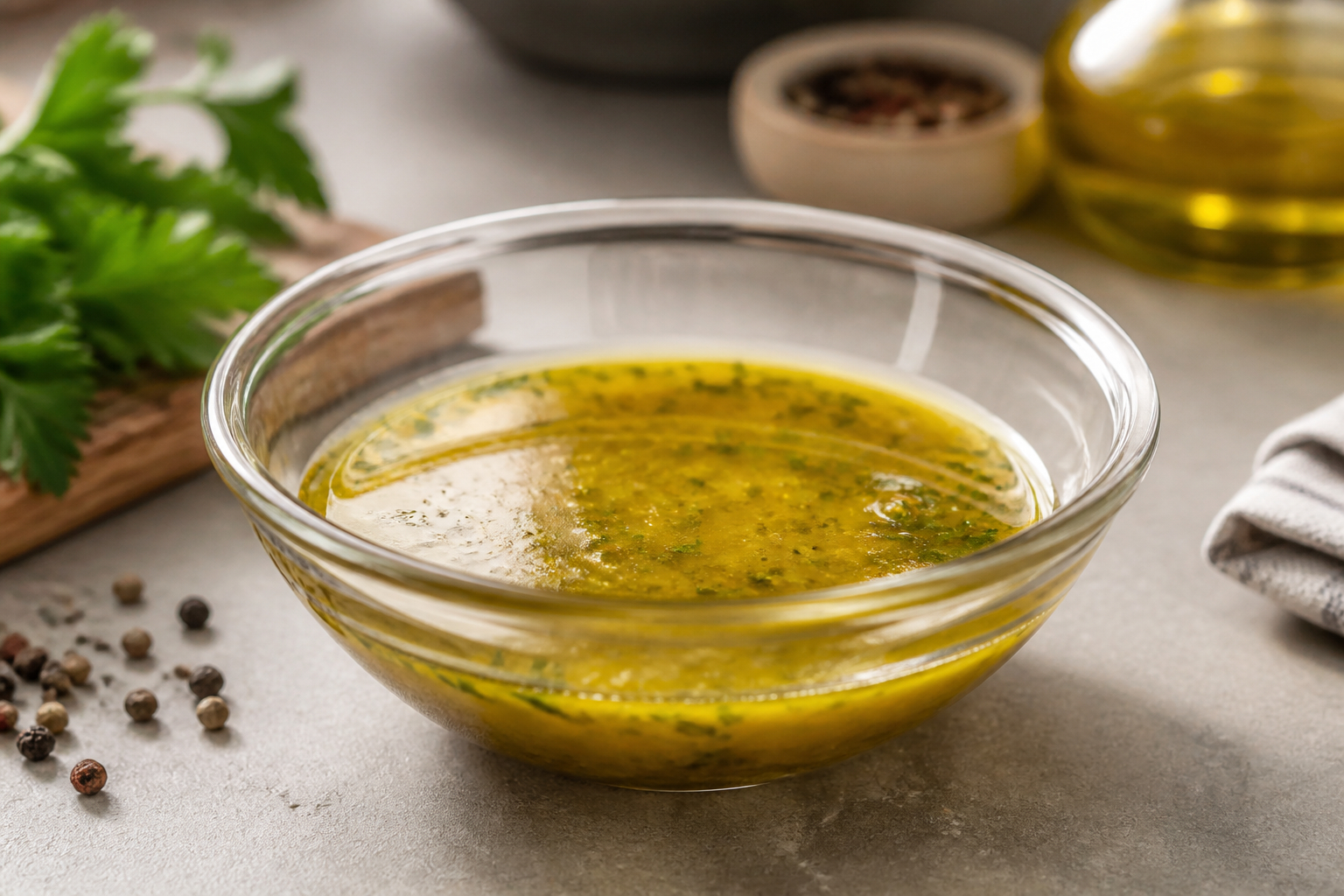 Stabile Salatdressing-Emulsion aus Öl Essig und Senf