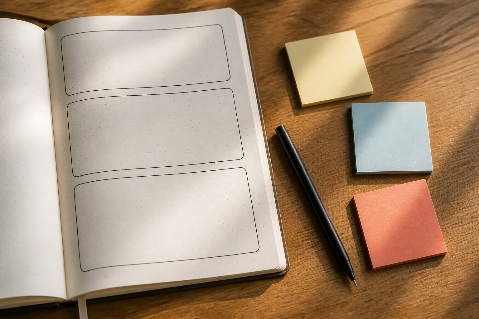 Journaling-Aufgabe mit drei Prioritätskategorien für einen vollen Tag