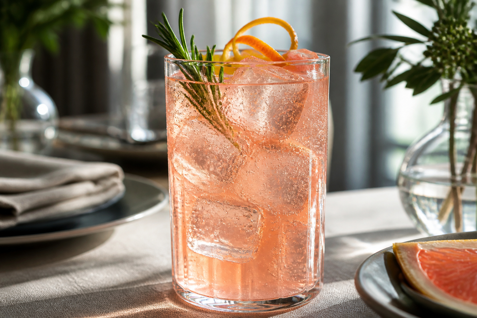 Alkoholfreier Grapefruit-Cocktail im Longdrinkglas