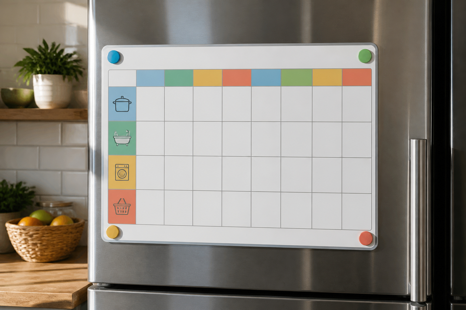 Magnetischer Wochenplan als Putzplan für Berufstätige