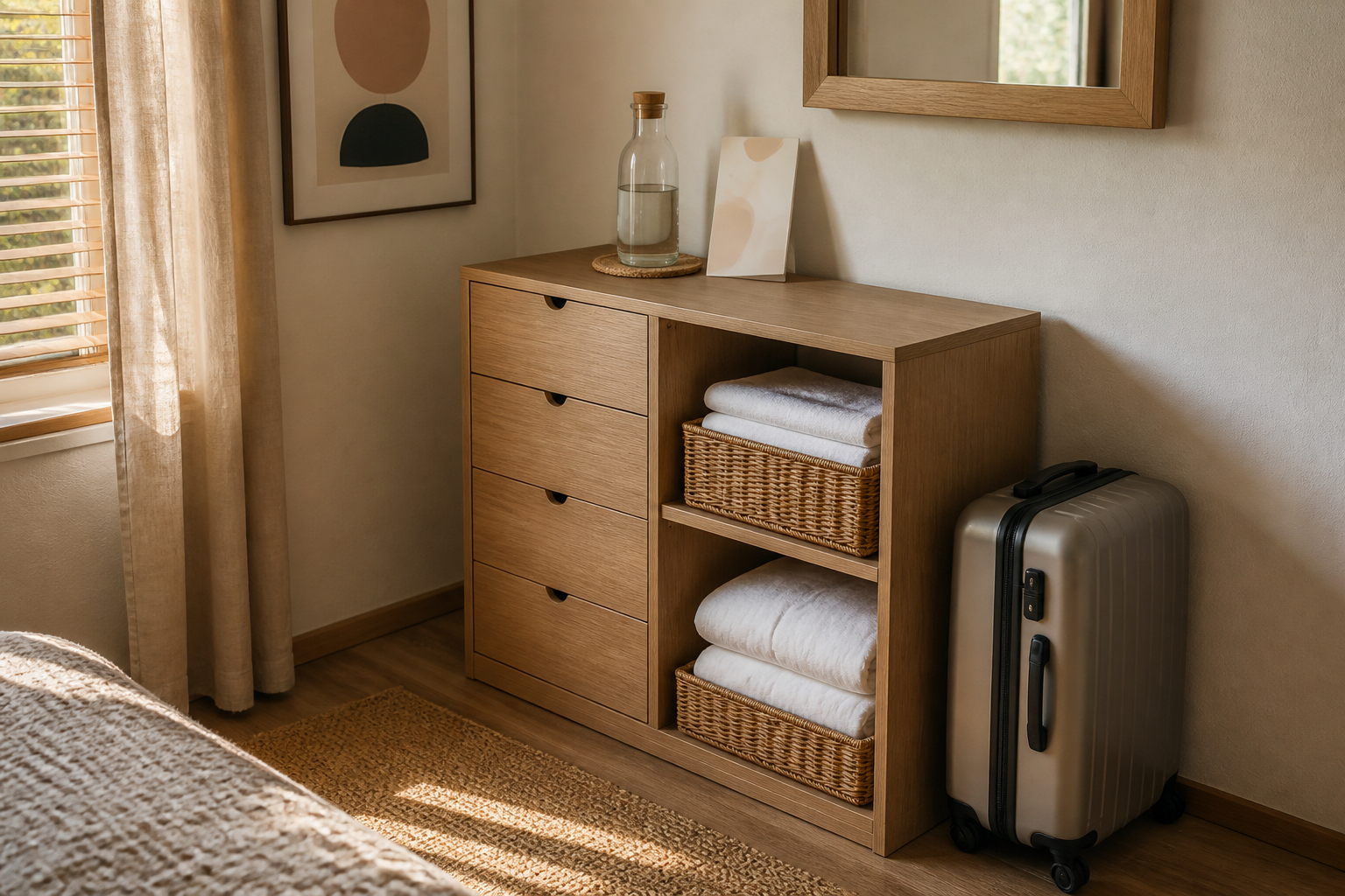 Ordnung und Stauraum im kleinen Gästezimmer