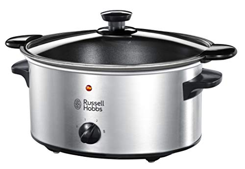 Russell Hobbs Slow Cooker [antihaftbeschichteter 3,5l Gartopf] Schongarer Edelstahl