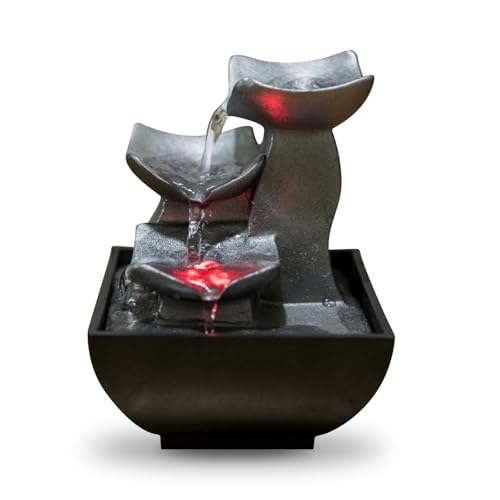 Zen'Light - Zimmerbrunnen Boro Wasserfall Zen relaxend mit farbigem LED-Licht