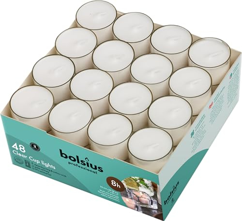 bolsius Genuine Tea Light Candles in Clear Holder Cups