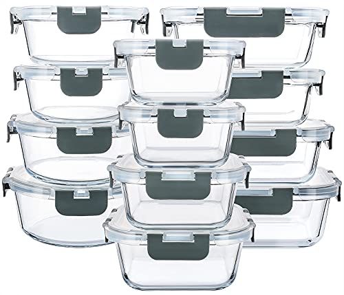 MCIRCO Vorratsdosen-Set aus Glas für Lebensmittel, 24-teilig