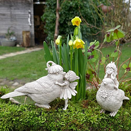 Tierfigur Spatz mit Elfen Figuren