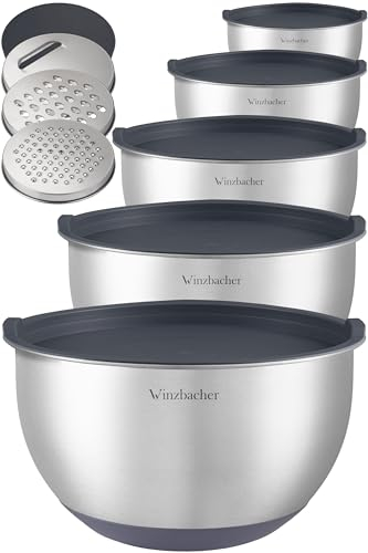 Winzbacher Edelstahl Schüssel mit Deckel [5er Set]