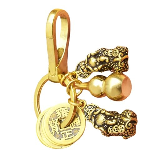 Cabilock 1 Set Wu Lou Schlüsselanhänger Gourd Keychain Lucky Keychain Set mit Feng Shui Münzen Schlüsselanhänger Für Glück Wohlstand Niedlichen Keychain