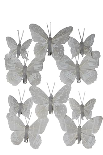 10 Stk Feder Schmetterlinge WEISS