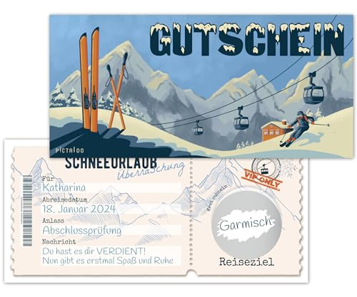PICTALOO Reisegutschein Karte Skiurlaub