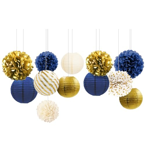 NICROLANDEE Navyblau Gold Dekorationen