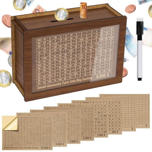 Alyvisun Spardose Holz mit Marker Aufklebern