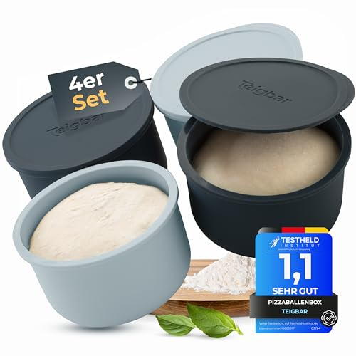 Teigbar Pizzaballenbox mit Deckel, 4er Set