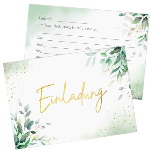 BETESSIN 12x Einladungskarten Geburtstag - Hochzeitseinladungskarten mit Blätter Design