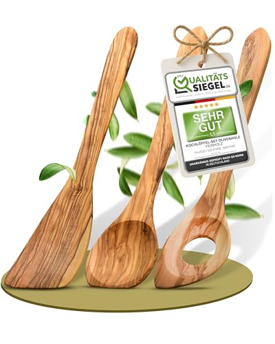 Kochlöffel Holz Set aus Olivenholz im 3er Pack