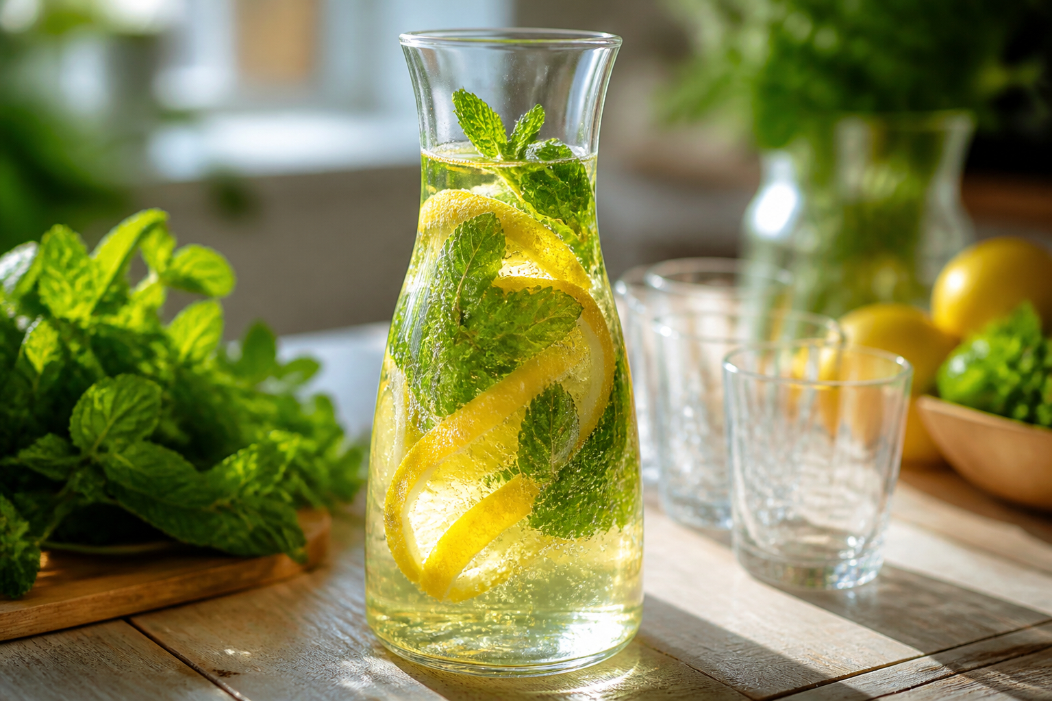 Zitronenschale für aromatisiertes Wasser und Getränke verwenden