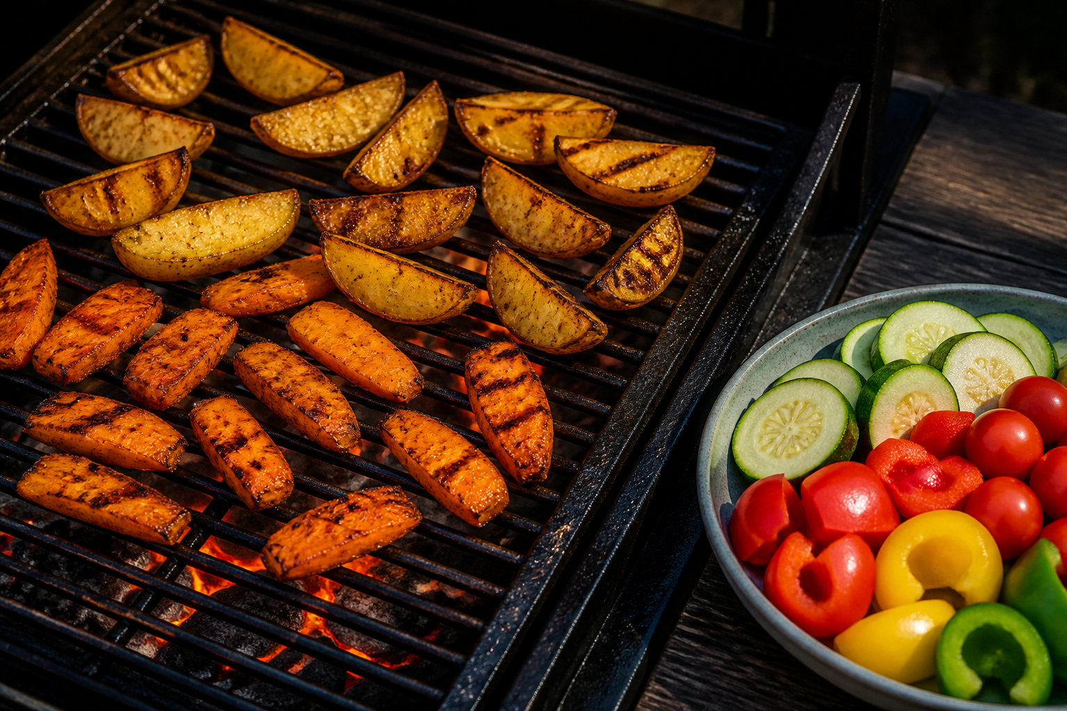 Grillgemüse in der richtigen Reihenfolge auf dem Grillrost