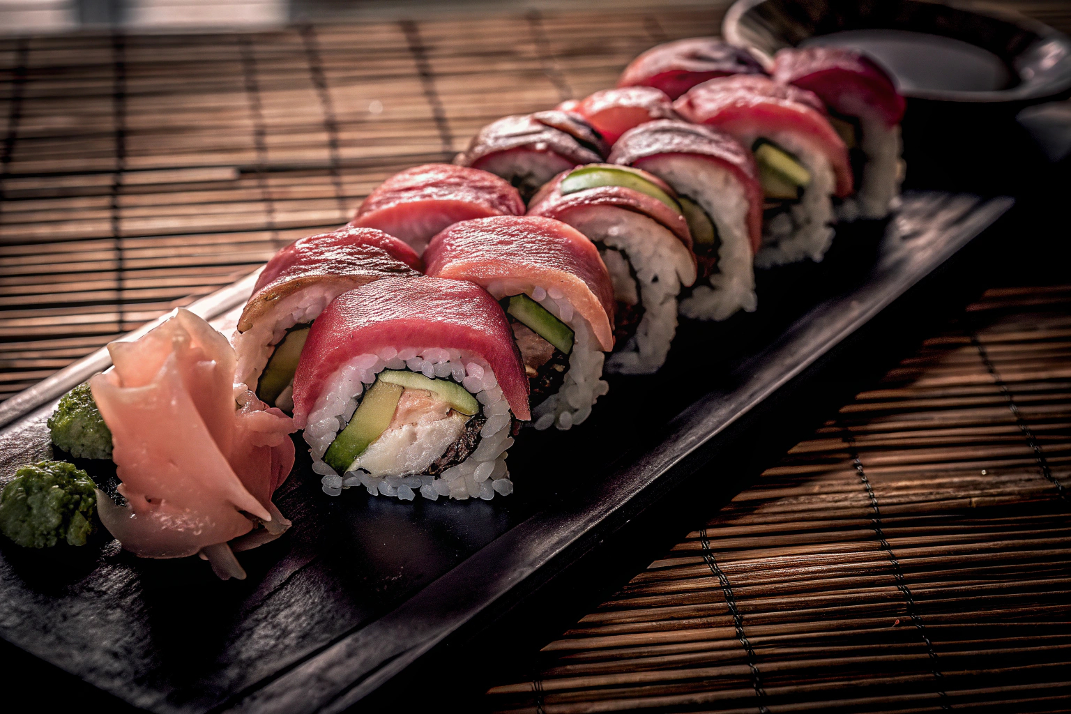 Frisch zubereitete Sushi-Rollen