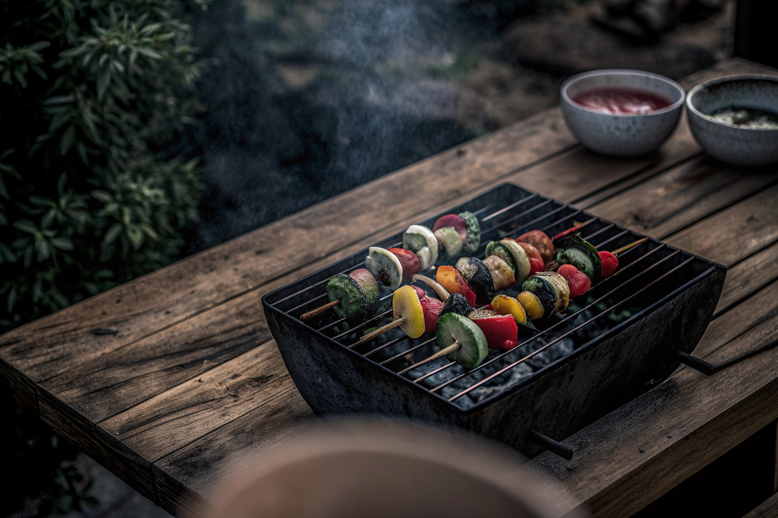 Bunte Gemüsespieße auf dem Grill