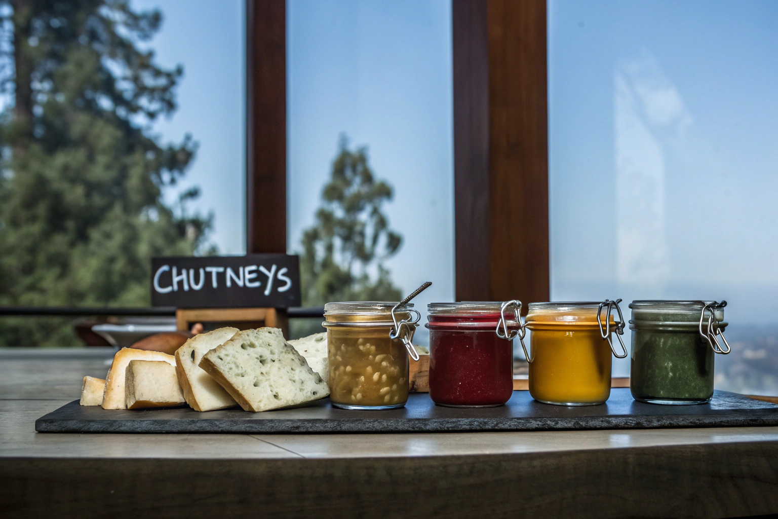 Chutney mit Käse und Brot