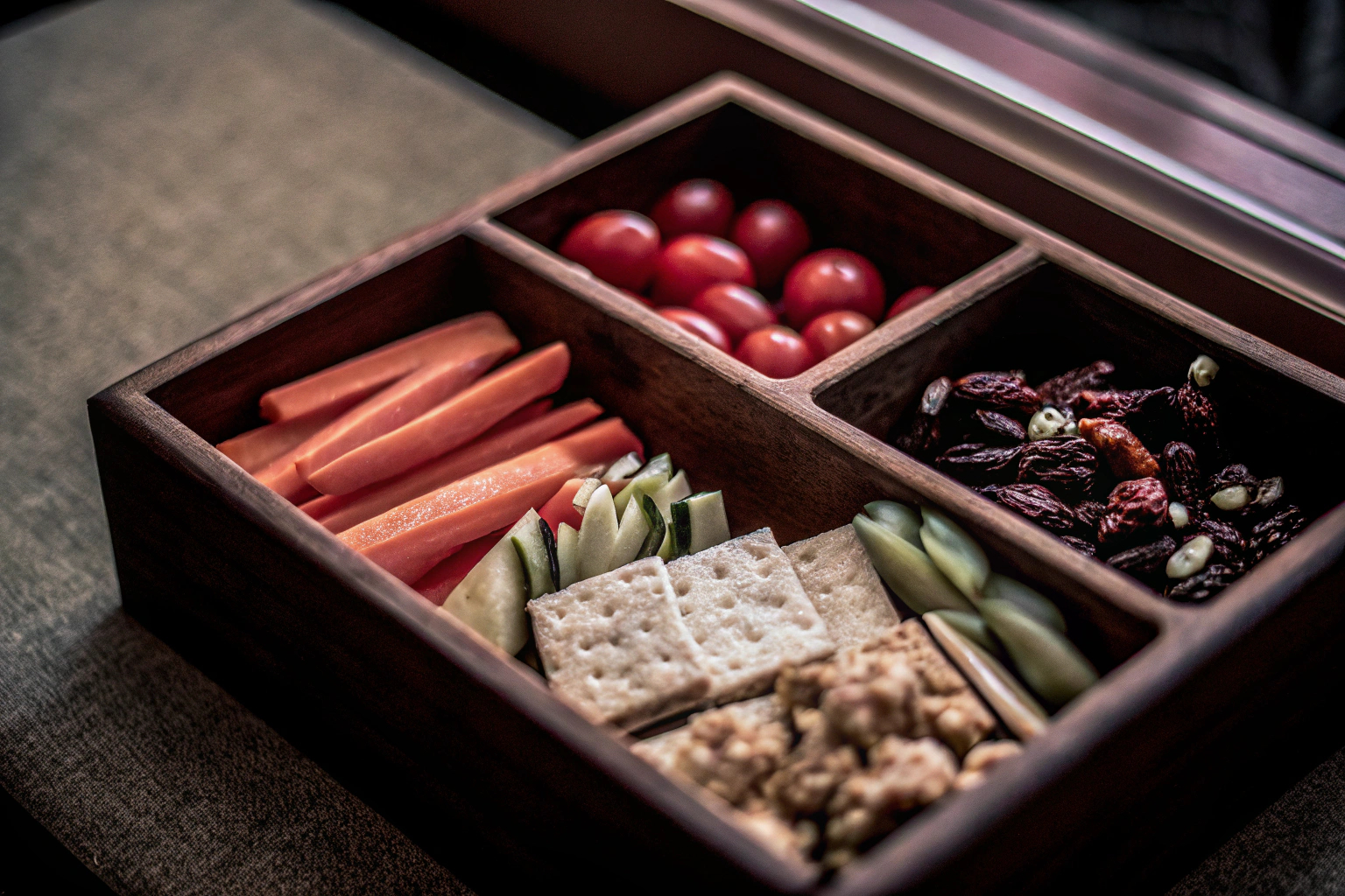 Gesunde Snacks in einer Snackbox