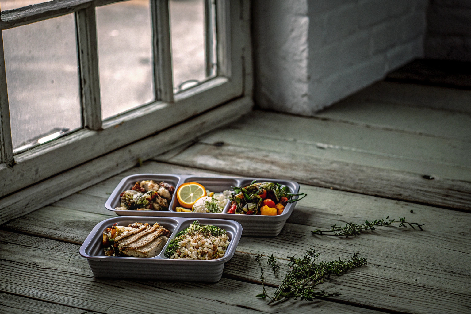 Meal Prep Container gefüllt mit Mahlzeiten