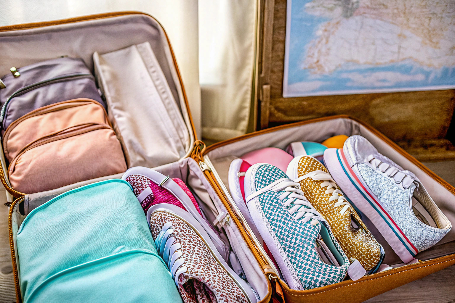 Schuhtaschen im Koffer